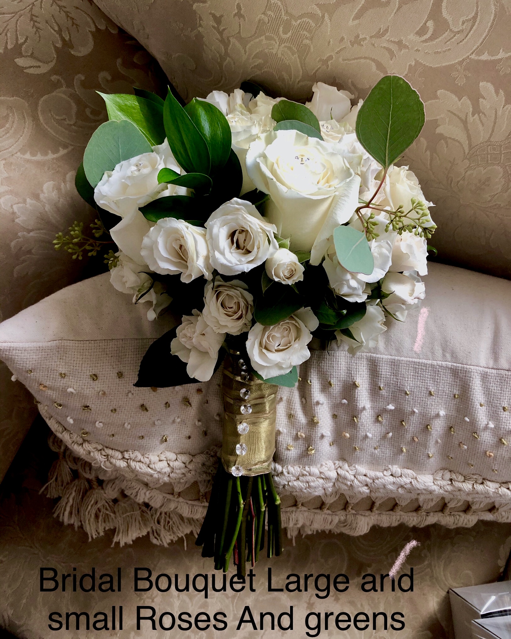 $135 Bridal Bouquet Large / Small Roses /Greens                                                               
