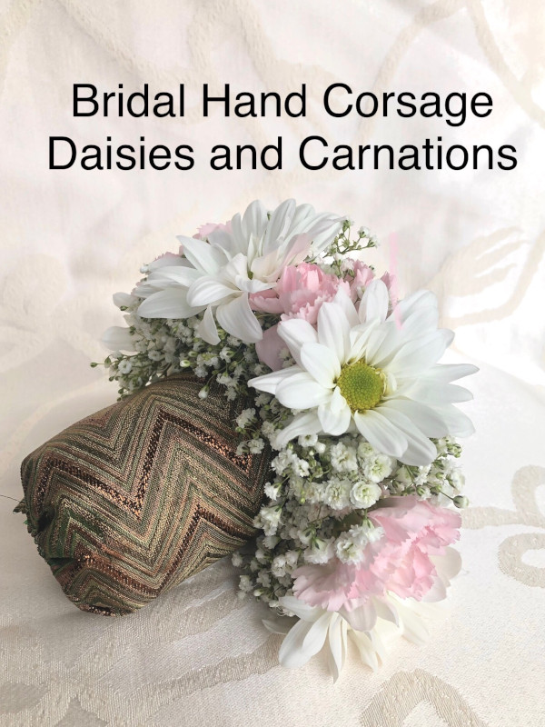 $25 each Bridal Hand Corsage Daisies  Carnations                     