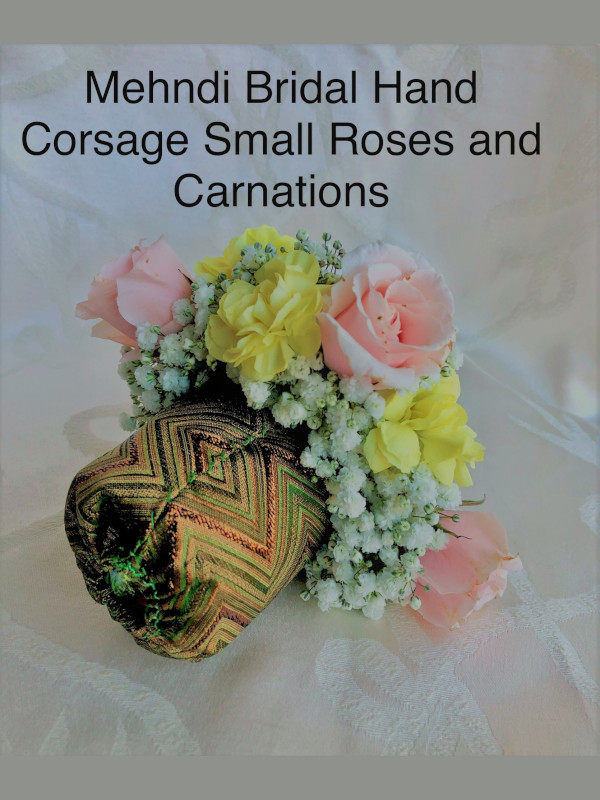 $30  each - Bridal Mehndi Hand Corsage Small Roses and Carnations                                    