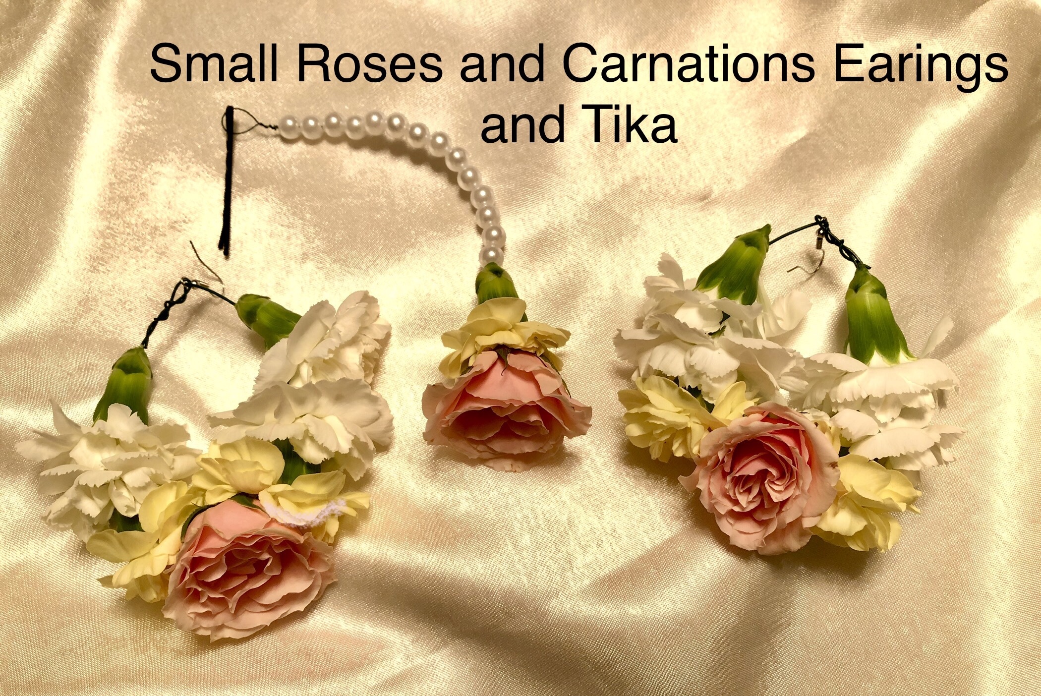 $50  Small Roses and Carnations Earings and Tika set                                