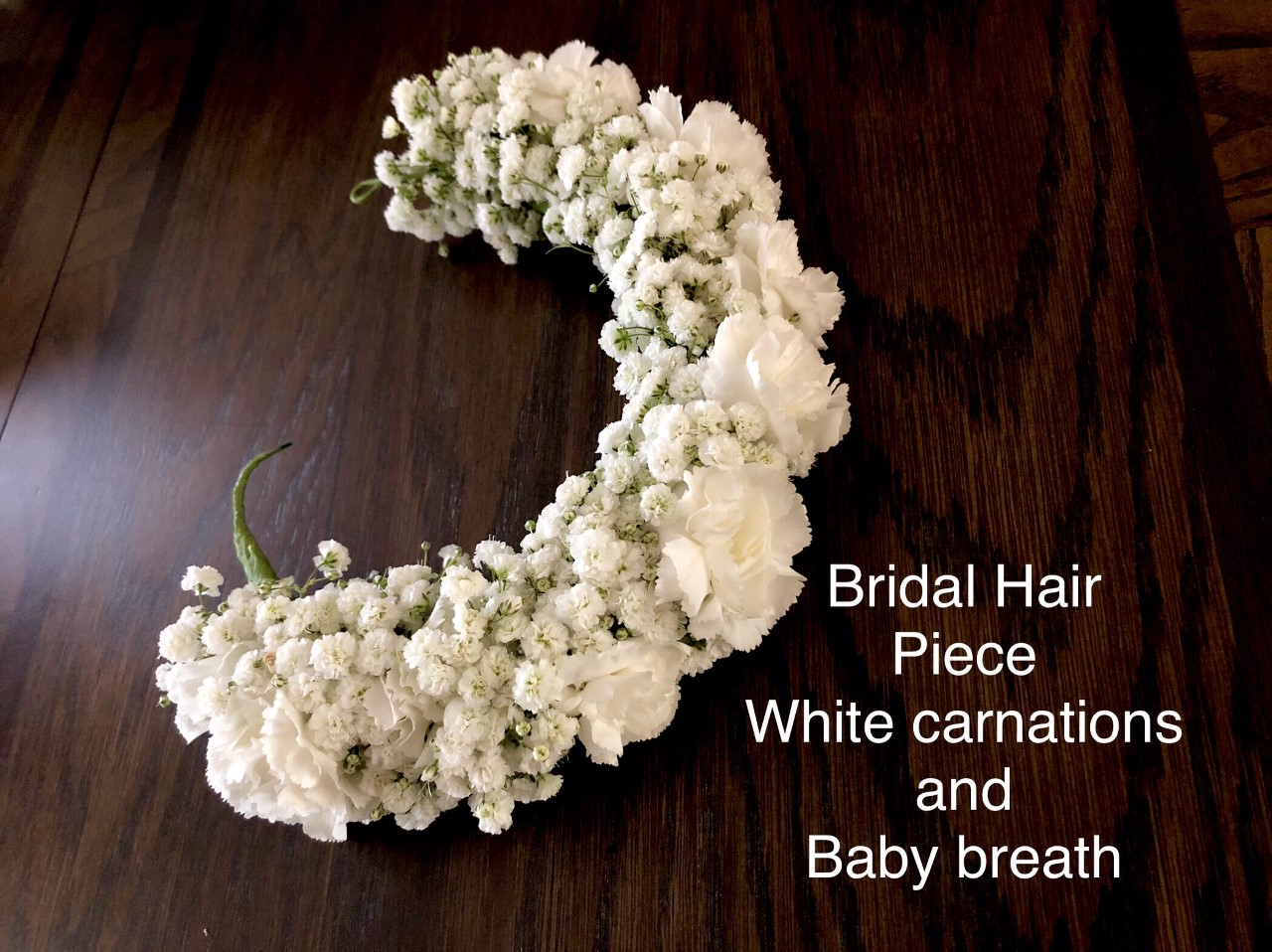 $55  Bridal Hair piece carnation and babies breath                           