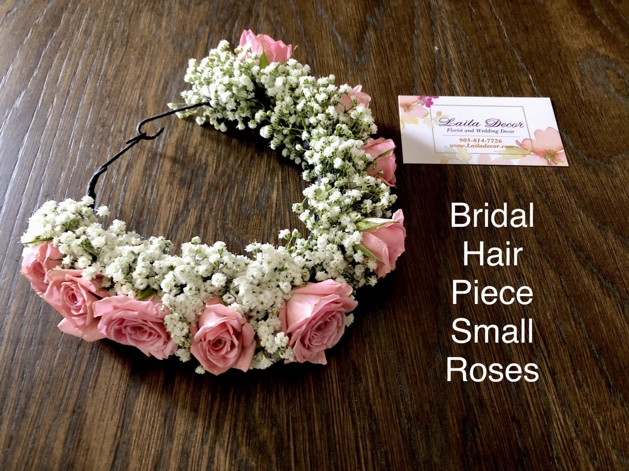 $65 Bridal Hair piece small roses and babies breath                              