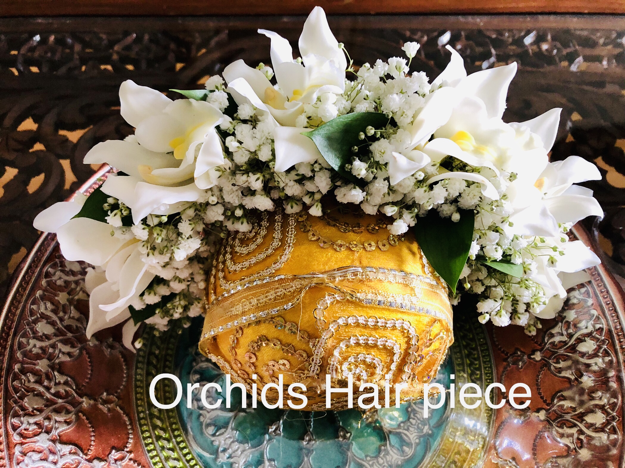 $75 - Hair Pc Orchids and Babys breath            