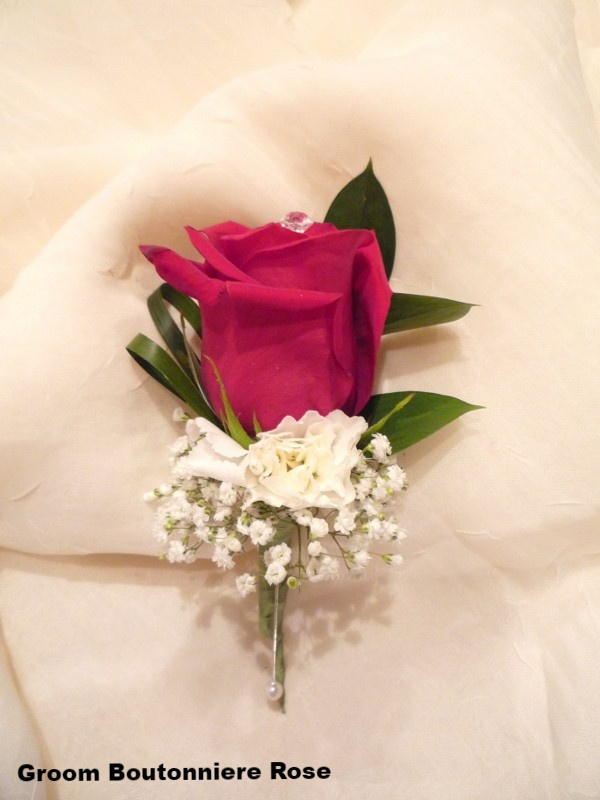 Groom Boutonniere Rose $10                       